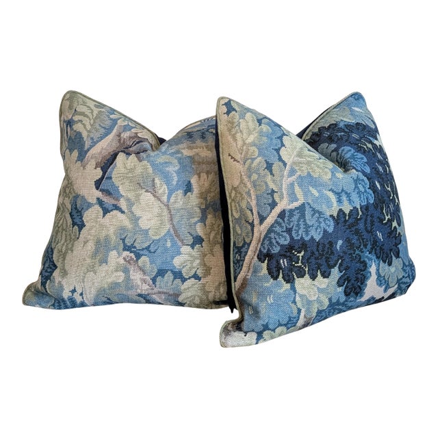 Cowtan & Tout Richmond Pillows in Blue & Green - Pair For Sale