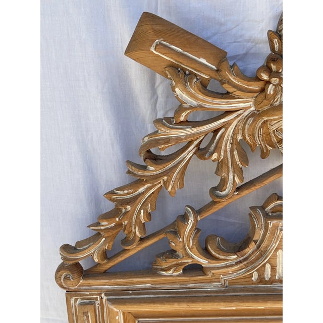 French Style Carved Wood Mantel Mirror With Garden Tools & Basket For Sale - Image 4 of 12