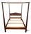 Brown Vintage Traditional Chippendale Style Solid Mahogany Queen Size Four Poster Pencil Canopy Bed For Sale - Image 8 of 11