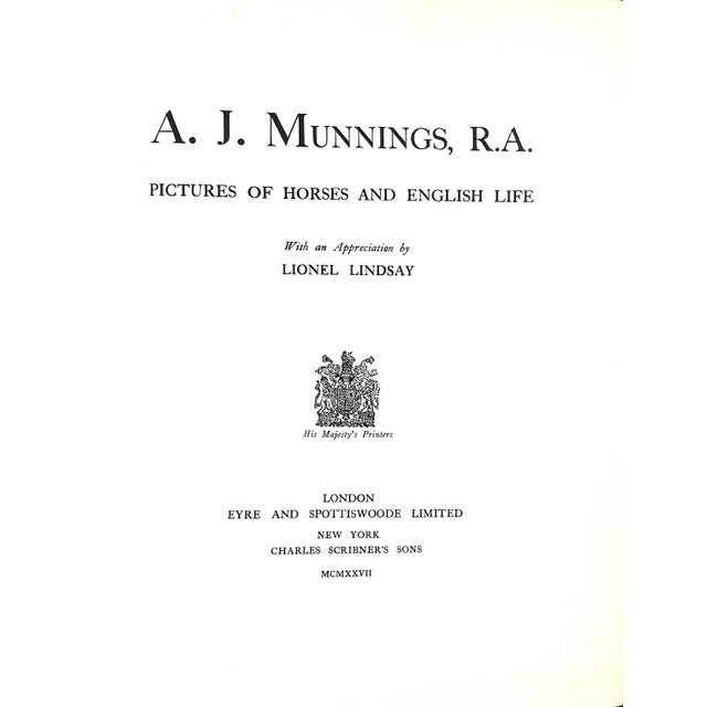 MUNNINGS, A.J. R.A. [199] pp. Eyre and Spottiswoode Limited 1927 13 5/8" x 10 3/4"