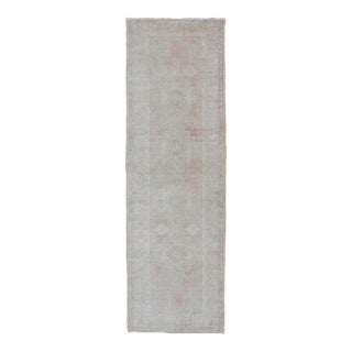 Vintage Turkish Oushak Runner With Multi-Medallion Design in Muted Color Palette For Sale