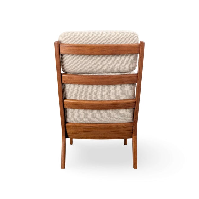 Senator Highback Armchair and Pouf by Ole Wanscher for Poul Jeppesen, Set of 3 For Sale - Image 6 of 15