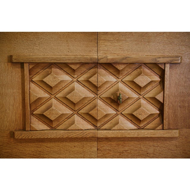 Art Deco Oak and Wrought Iron Sideboard by Léon and Maurice Jallot, 1940s For Sale - Image 15 of 16