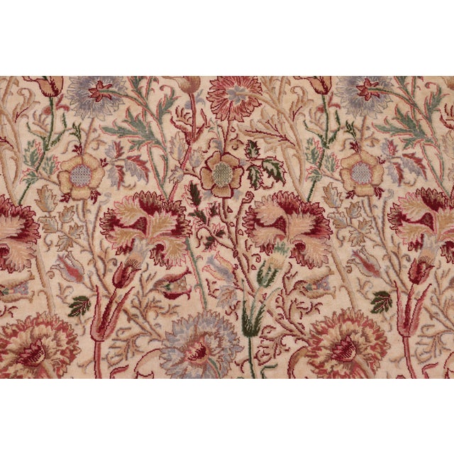 Shabby Chic Shabby Chic 1990's Floral Pak-Persian Ivory/Blue Wool Rug - 9'0'' X 11'11'' For Sale - Image 3 of 9