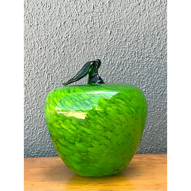 Mid-Century Modern Vintage Art Glass Apple For Sale - Image 3 of 12