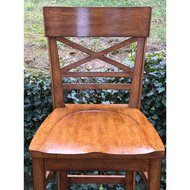 Farmhouse Ethan Allen “Tango” Cross Back Barstools - Set of 3 For Sale - Image 3 of 12