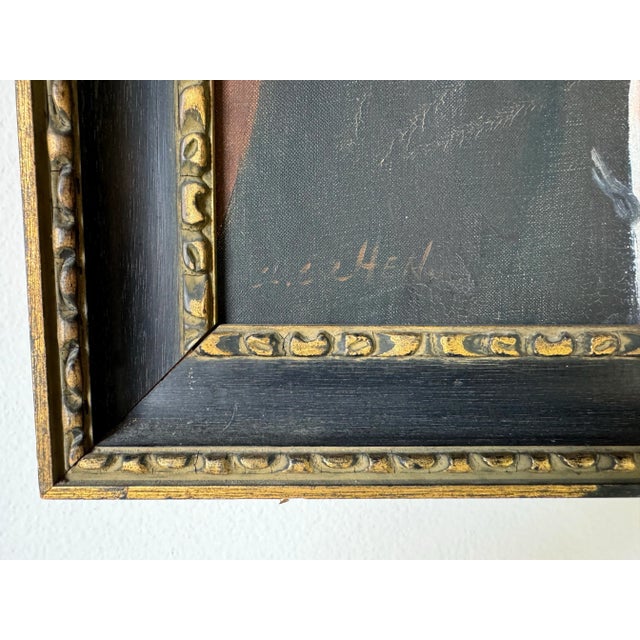 70's Vintage Oil Portrait Painting of Chinese Man With Hat For Sale In Miami - Image 6 of 11