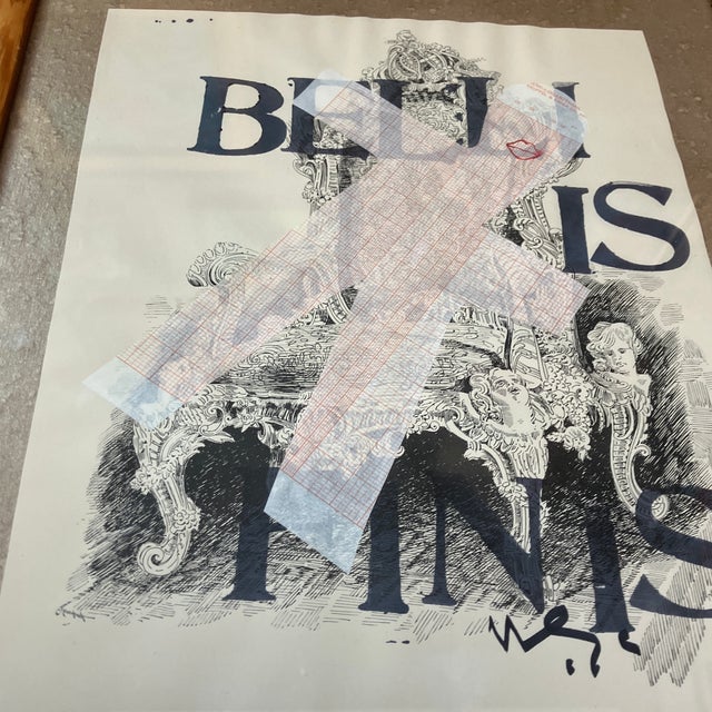 Abstract Contemporary Original Wayne Cunningham Abstract Collage/Painting “Belli Fini” Framed For Sale - Image 3 of 4