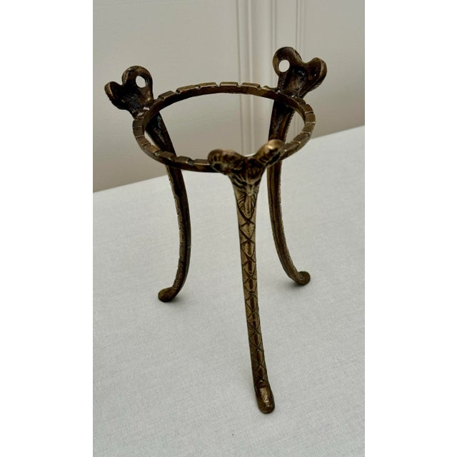 Mid 20th Century Classical Greek Marble Orb Sphere on Brass Ram’s Head Stand For Sale - Image 5 of 12