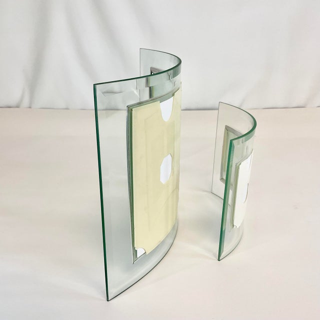 1980s 1980s Postmodern Curved Floating Glass and Silver Plate Picture Frames - Set of 2. For Sale - Image 5 of 9