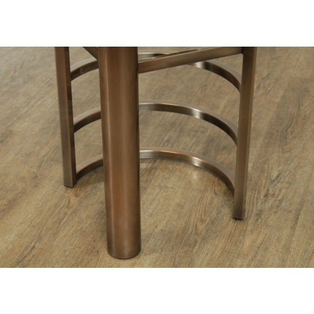 Design Institute of America Brushed Steel Round Glass Top Side Table For Sale - Image 12 of 13