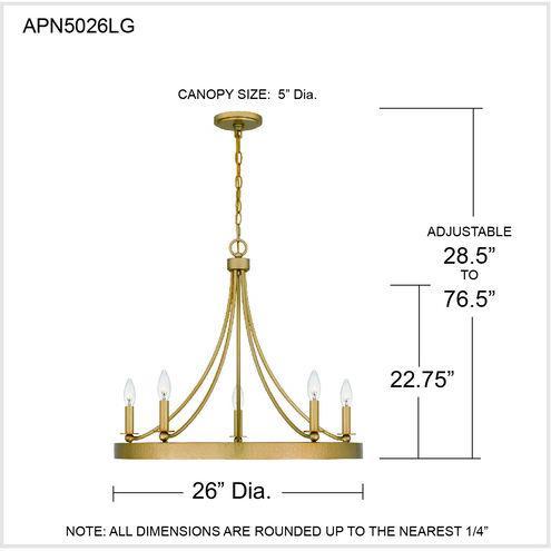 Gold 5-Light Light Gold Ring Chandelier, 26" Round, Minimalist Modern Lighting For Sale - Image 8 of 8