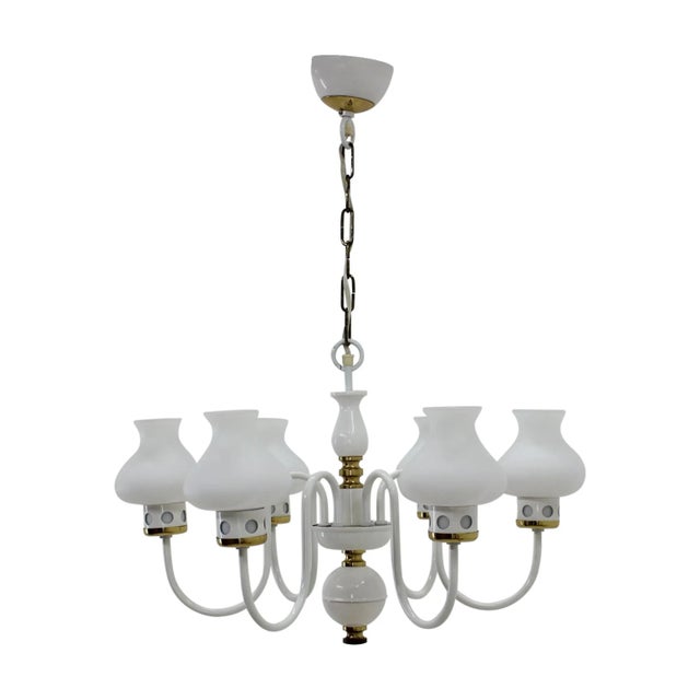 Mid-Century White Chandelier from Lidokov, 1960s For Sale - Image 10 of 10
