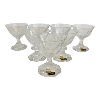 Mid-Century Skruf Sweden Full Crystal Champagne Coupes/Dessert Glasses - Set of 6 For Sale