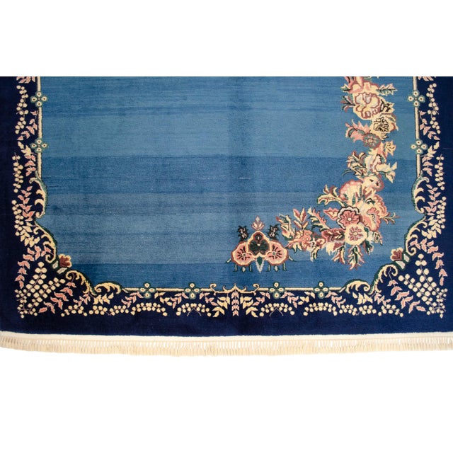 1980s Handmade Rug Blue Turkish Rug - 6'6" X 9'1" For Sale - Image 11 of 18