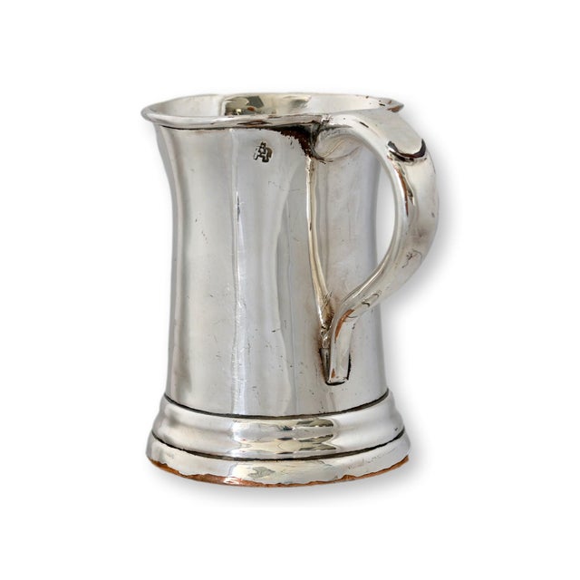 19th century English silverplate half pint pub ale mug marked VR for Queen Victoria’s reign. The sturdy tavern form...