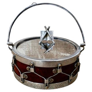 Oak Silver Plate Bon Bon Drum from John Grinsell & Sons For Sale