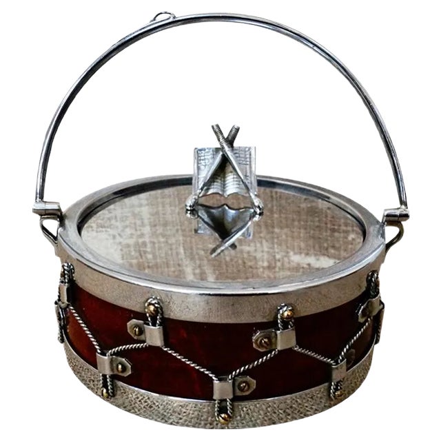 Oak Silver Plate Bon Bon Drum from John Grinsell & Sons For Sale