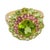 Contemporary Vintage Peridot Tourmaline 14k Yellow Gold Double Halo Ring, Size 7 For Sale - Image 3 of 6