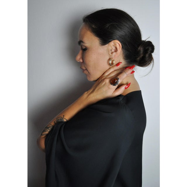 Art Nouveau Amber Sterling Silver Statement Ring, 1940s For Sale - Image 12 of 13