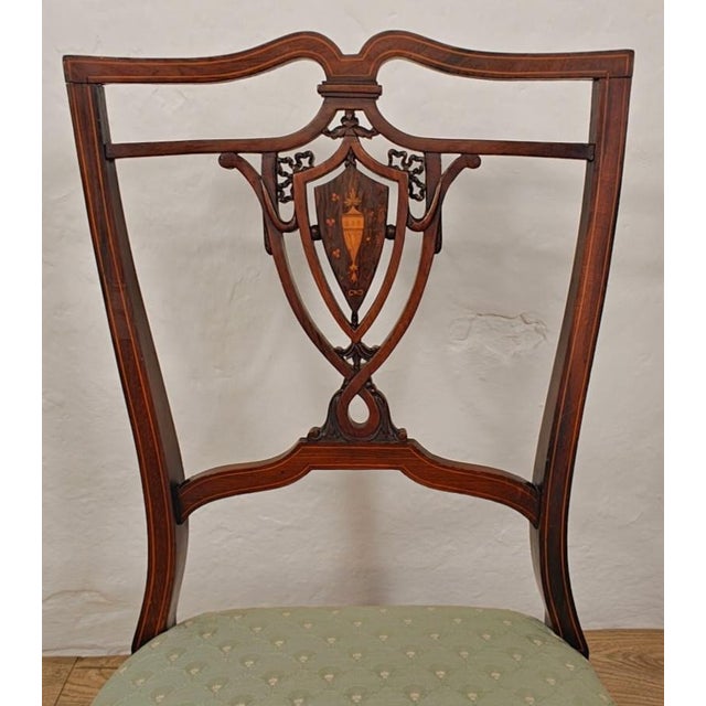 Early 20th Century Edwardian Nursing Chair with Inlaid Motif Castors Upholstery, 1910 For Sale - Image 5 of 15