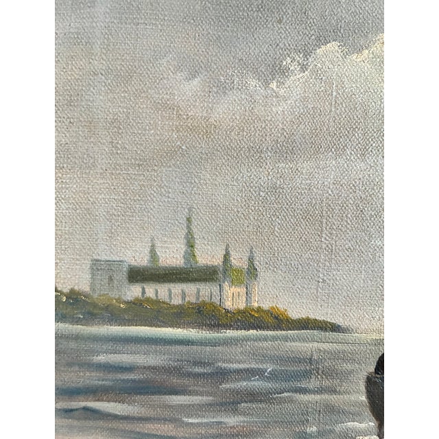 Vintage Signed Sailing Ship Seascape Oil Painting For Sale - Image 4 of 12