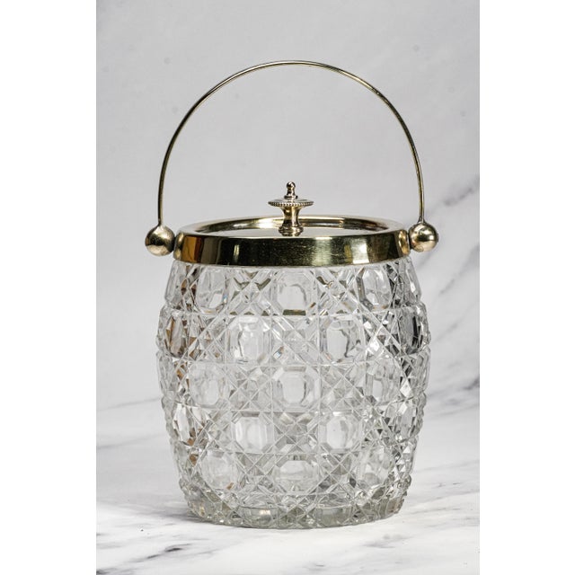 Wonderful Antique English Crystal Biscuit Jar Cut Glass Lidded Canister Jar With Handle Art Deco Tableware Home Decor For Sale - Image 4 of 15