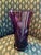 Large Vintage 1950s Amethyst Aubergine Vase With Etched Botanical Patern For Sale - Image 10 of 13