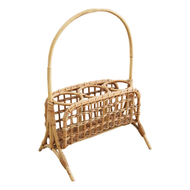 Mid-Century Modern Rattan and Bamboo Bottle Holder, 1960s For Sale