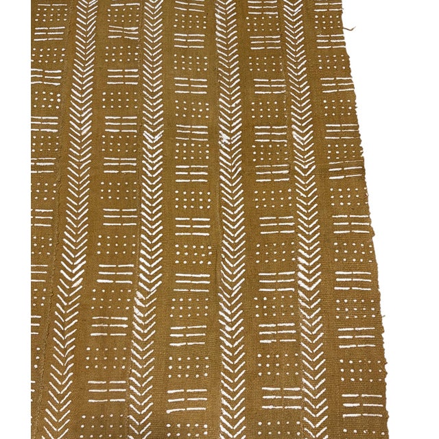 Textile Vinatge African Large Mustard & White Mud Cloth Textile Mali 64" by 39" For Sale - Image 7 of 8