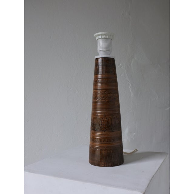 Vintage brown glazed stoneware table lamp base designed by irma yourstone in the 1960s. It comes without a lampshade. I...