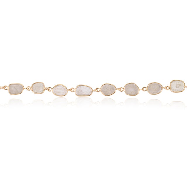 Metal Natural Uncut Diamond Bezel Set Station Bracelet, 1.68 Carat in 18k Gold For Sale - Image 7 of 17