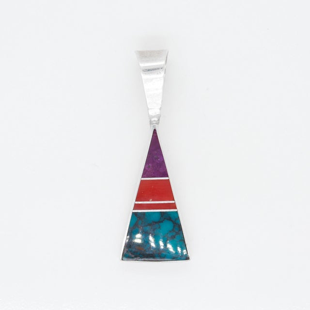 Ray Tracey Knifewing Sterling Silver & Inlaid Gemstone Pendant For Sale - Image 12 of 12