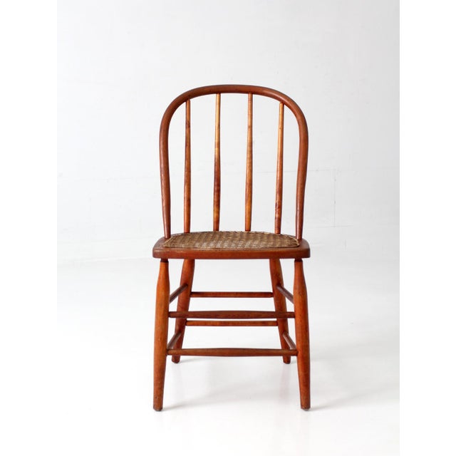 Farmhouse Antique Windsor Style Cane Seat Chair For Sale - Image 3 of 14