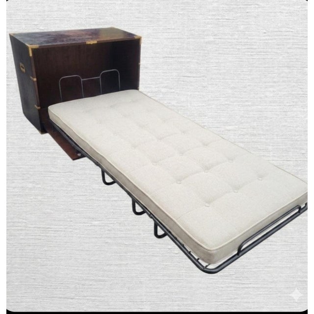 Mid-Century Modern Vintage Campaign Hide Away Twin Size Murphy Bed Cabinet For Sale - Image 3 of 18