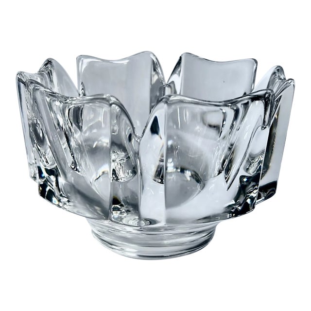 Lars Hellsten for Orrefors Sweden Clear Crystal "Corona" Bowl, 1970's For Sale