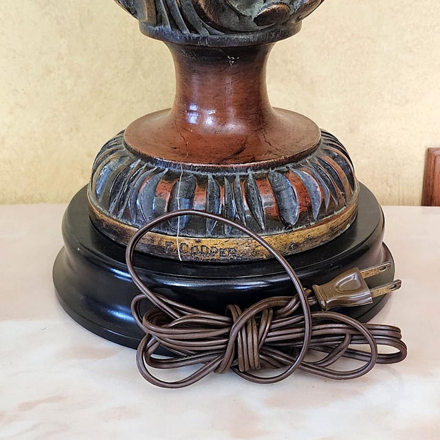 Antique Frederick Cooper Ornate Hollywood Regency Table Lamp With Fringe Shade For Sale - Image 15 of 18