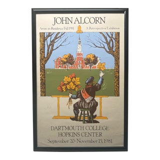 Rare John Alcorn Dartmouth College Artist in Residence Signed Exhibition Poster For Sale
