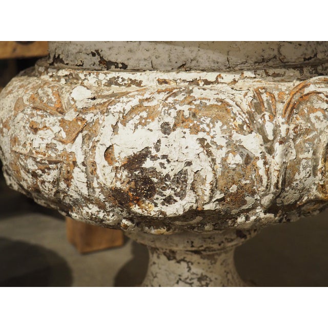 Pair of 19th Century Painted Cast Iron Planter Vases From France For Sale - Image 12 of 12