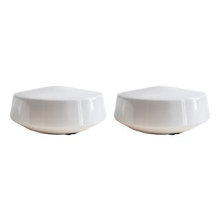 Modernist Opaline Glass Ceiling Lights, 1950s, Set of 2 For Sale