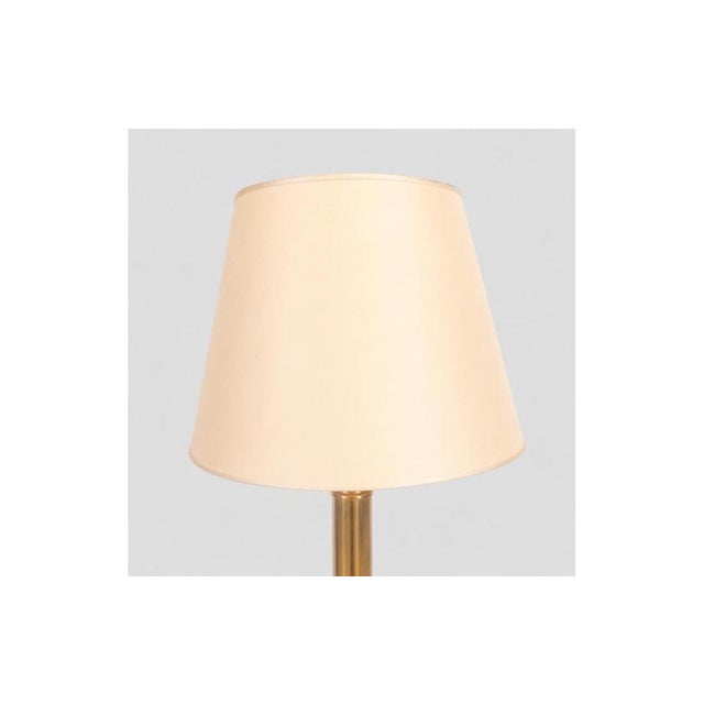 Vintage Brass Table Lamp with Ivory Fabric Lampshade For Sale - Image 4 of 6