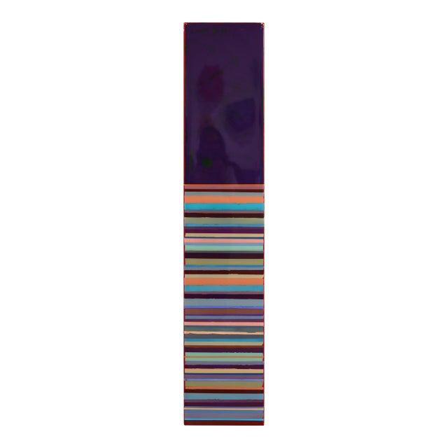 Tall Sunspot 50 - Slim Vertical Minimalist Abstract Mixed Media Resin Painting by Ricky Hunt For Sale