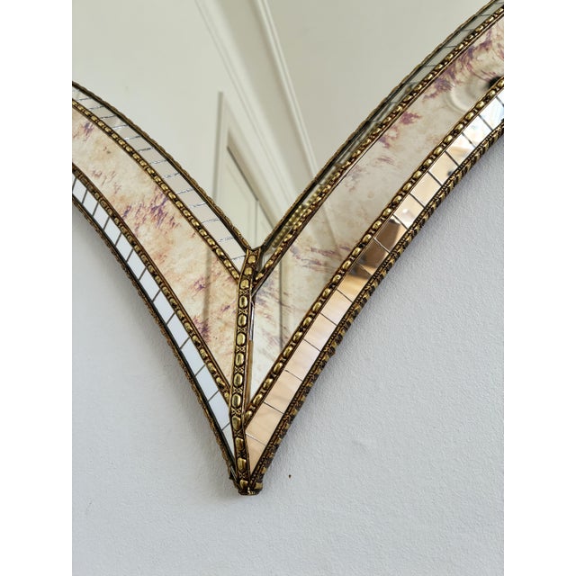1980s Large Vintage Spanish Venetian-Style Wall Mirror, Brass, 1980s Hollywood Regency For Sale - Image 5 of 12