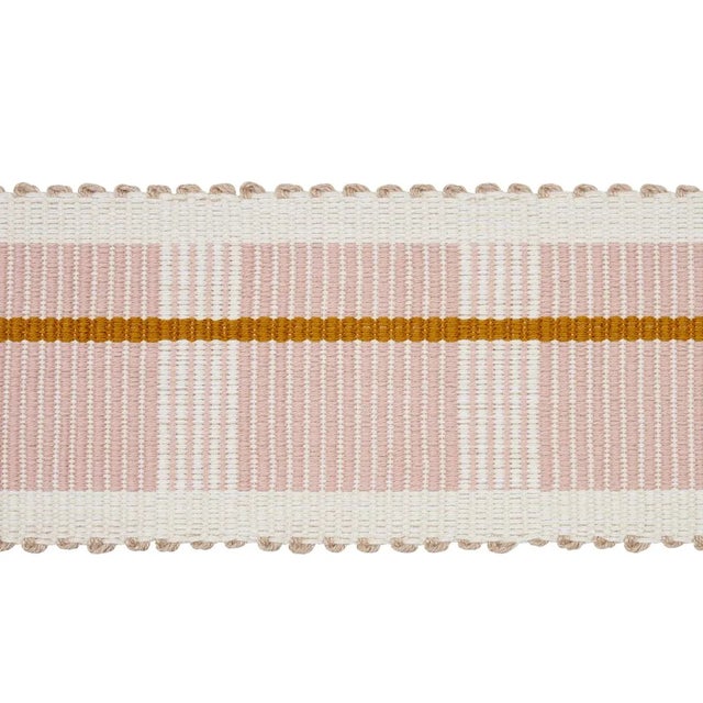 Schumacher x Stephanie Seal Brown Calcada Tape Medium Trim in Rose Quartz For Sale