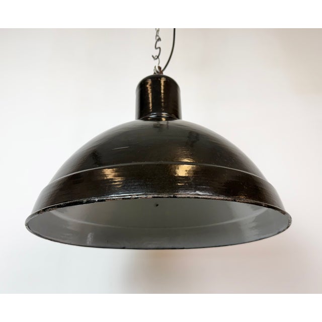 Industrial Black Enamel Factory Pendant Lamp, 1950s For Sale - Image 6 of 18