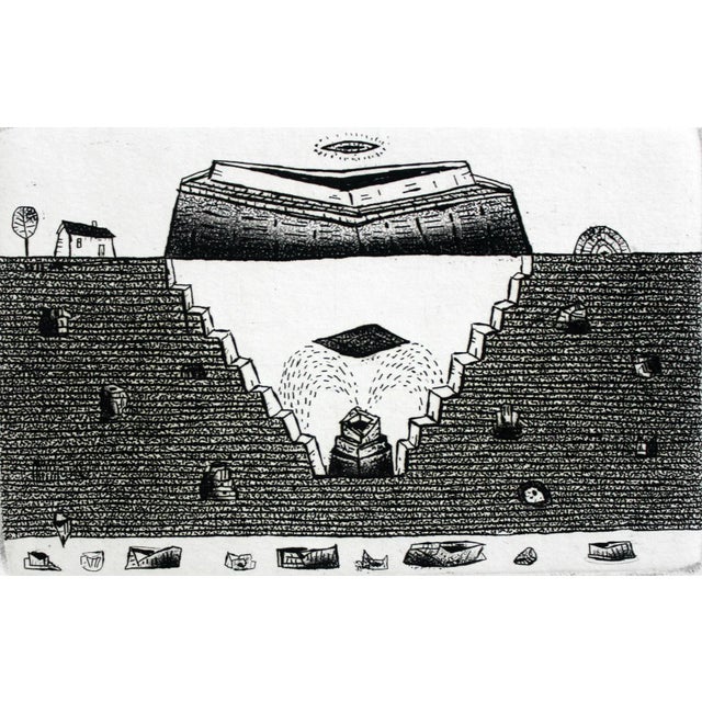 Paper Jerzy Dmitruk, a Ray of Hope Hovering Over the Fragile Structure of the World A Home Gold and Diamond Mine, 2015, Etching & Paper For Sale - Image 7 of 7