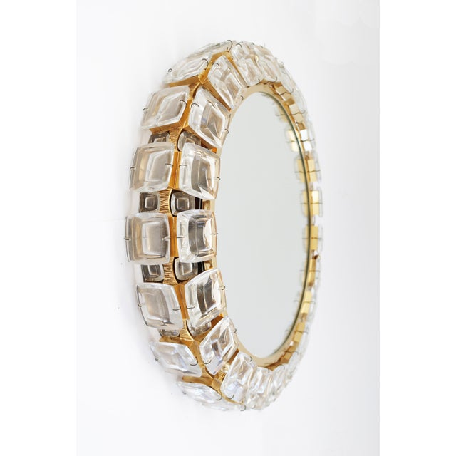 Illuminated Round Crystal Glass and Brass Mirror from Palwa, 1960s For Sale - Image 6 of 10