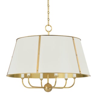 Hudson Valley Lighting Mark D. Sikes Cambridge 6-Light Chandelier, Aged Brass/Off White For Sale