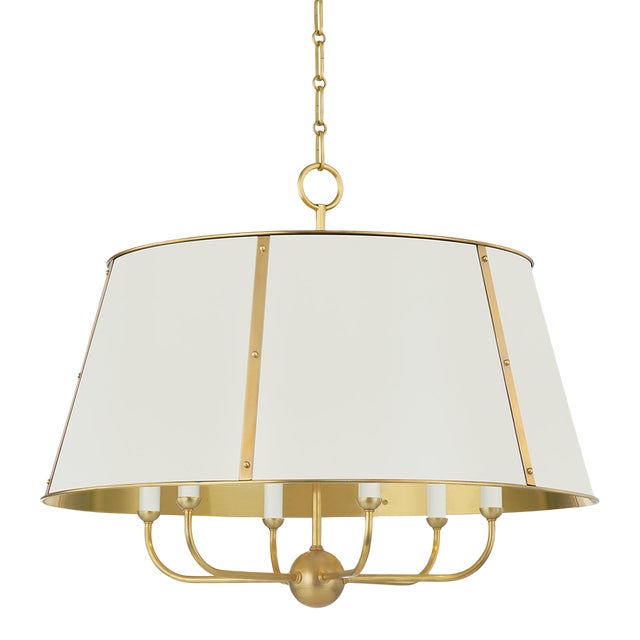 Hudson Valley Lighting Mark D. Sikes Cambridge 6-Light Chandelier, Aged Brass/Off White For Sale