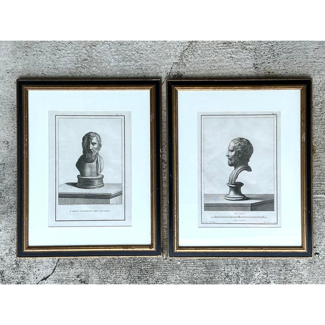 Vintage 18th Century Italian Etchings of Roman Busts - Set of 2 For Sale - Image 9 of 12